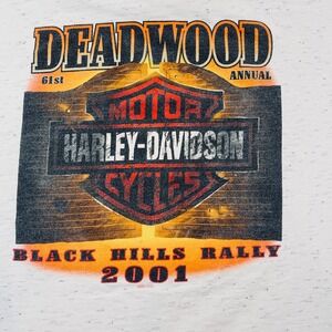 Vtg Harley Davidson Deadwood Tee Shirt Mens XXL White Black Pepper HOLOUBEK 2001